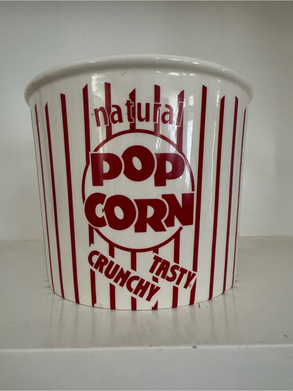 Williams-Sonoma Ceramic Popcorn Bucket - Retro Red & White Striped Bowl